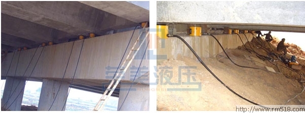 薄型千斤顶使用在桥梁工程更换支座现场